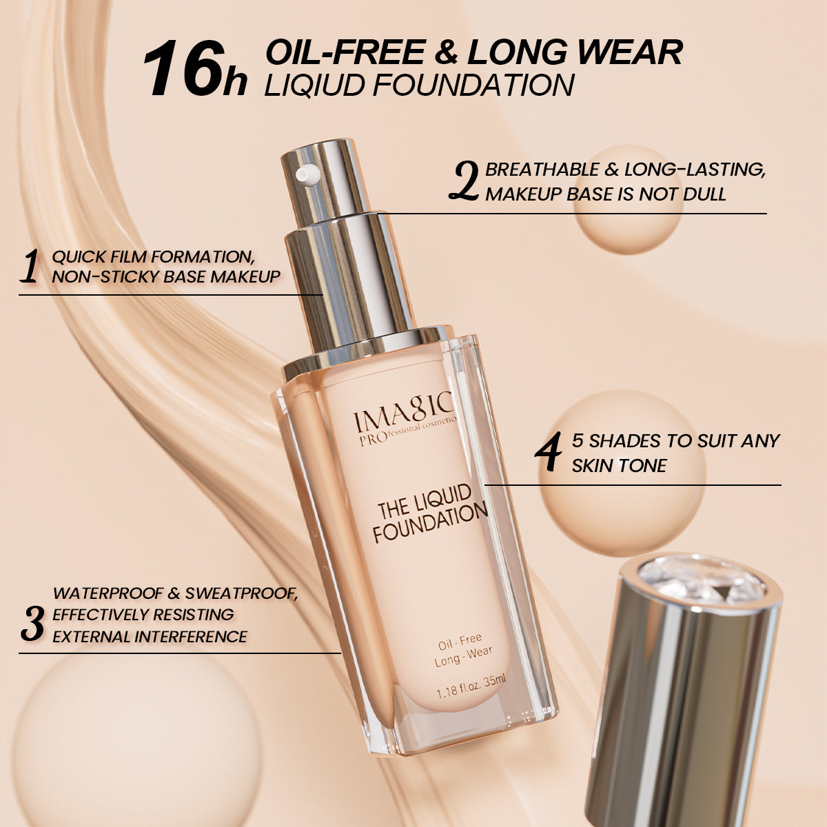 IMAGIC OIL FREE LONG WEAR LIQUID FOUNDATION (FA-135)